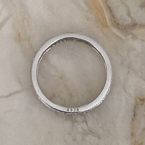 925 Sterling Silver Full Double Row Eternity Ring Cubic Zirconia - Picture 6 of 8